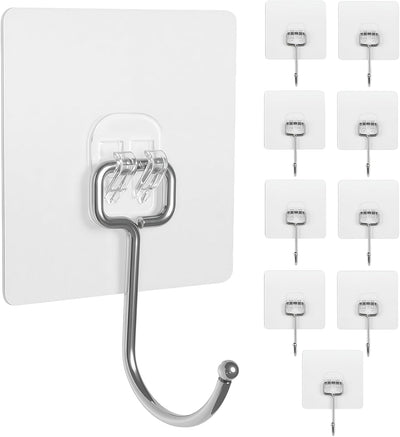 Ganchos adhesivos pared 10 pzas 60lb resistentes agua