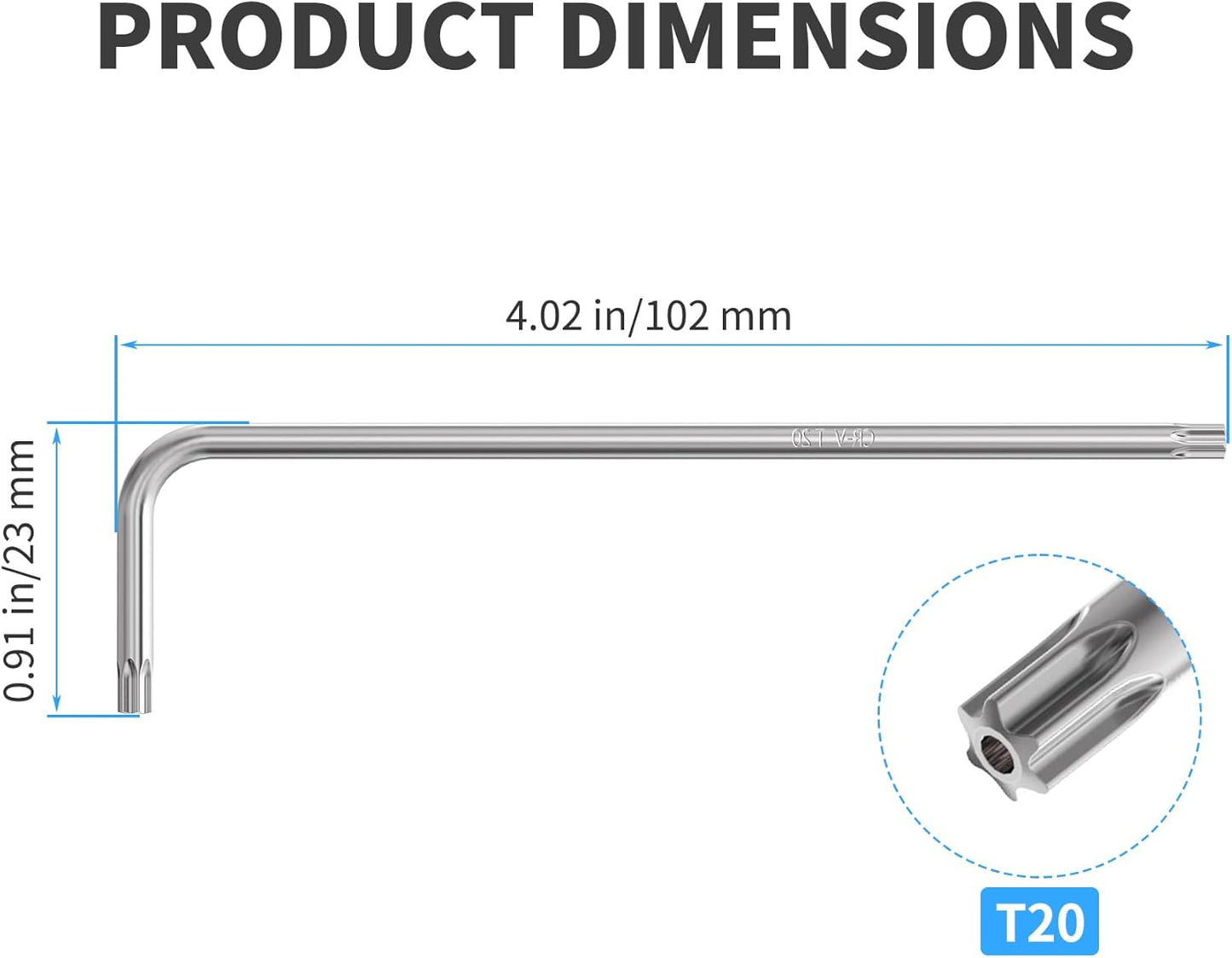 2 Llaves Hexagonales Torx T20 Acero Cromo-Vanadio Tratado