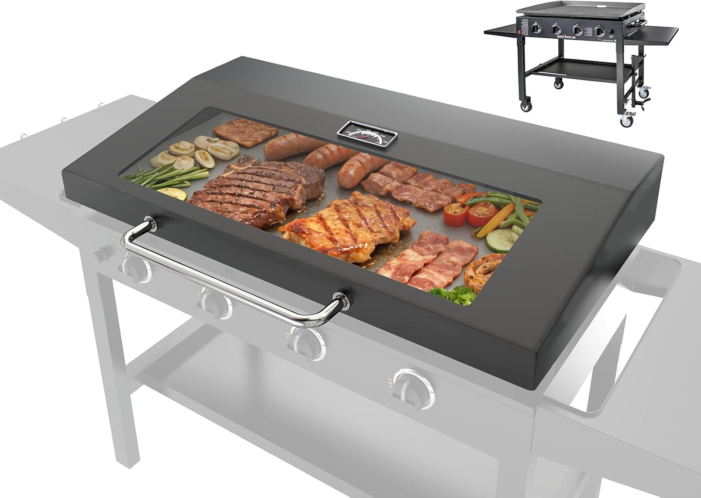 Tapa bisagras parrilla Blackstone 36pulg 2024 con termómetro