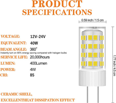 Lámpara LED T3/T4 G6.35 4W 3000K 2 Pzas