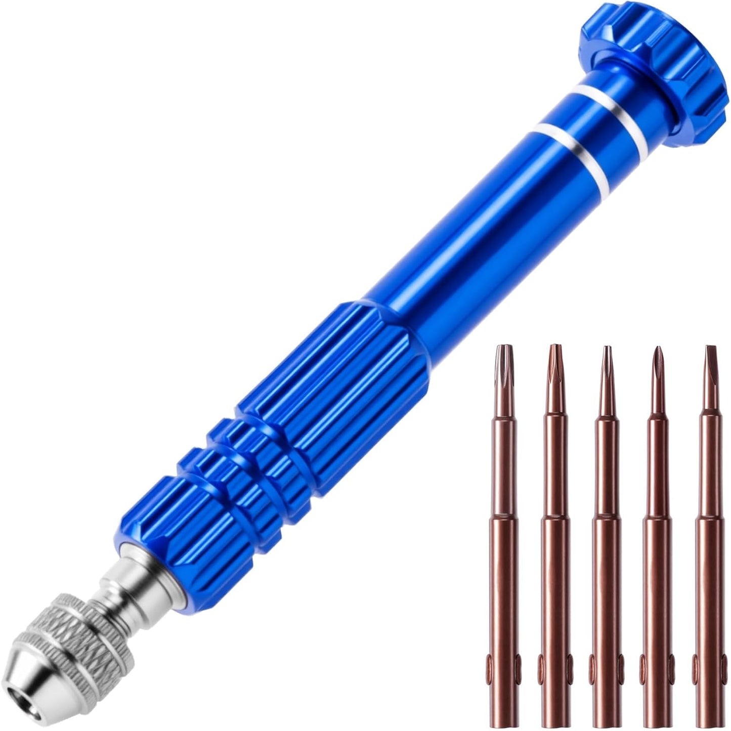 Taladro de mano con 5 microbrocas para joyas y electrónica