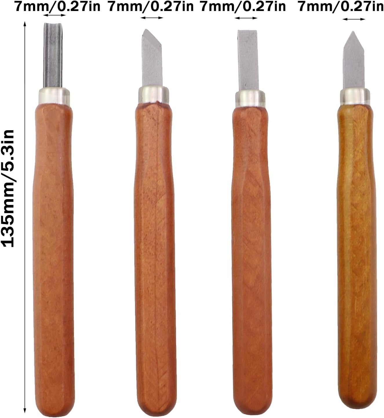 4 Pzas Cuchillo Carpintería Acero Alto Carbono Doble Bisel