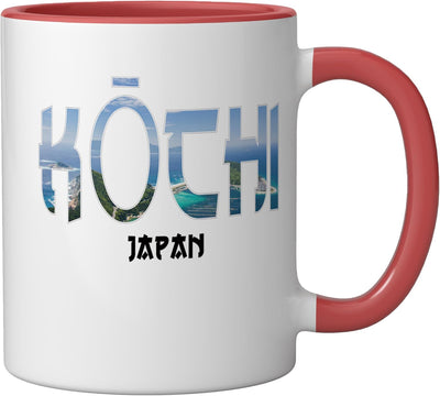 Taza de cerámica vintage rojo/blanco de Kochi