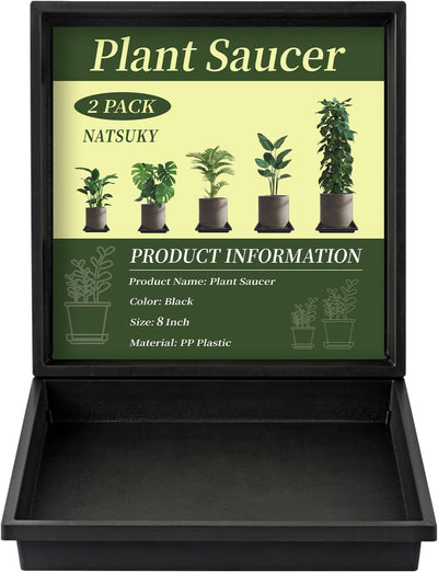 Platillo cuadrado plástico para plantas 8-14 pulg 2 pzas