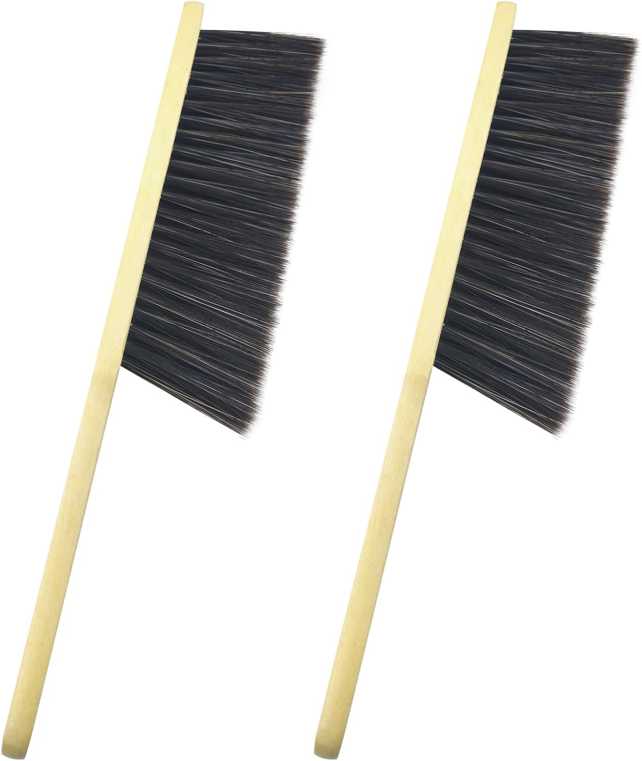 2 Cepillos Escoba Mano Mango Madera Cerdas Suaves para Muebles Sofá