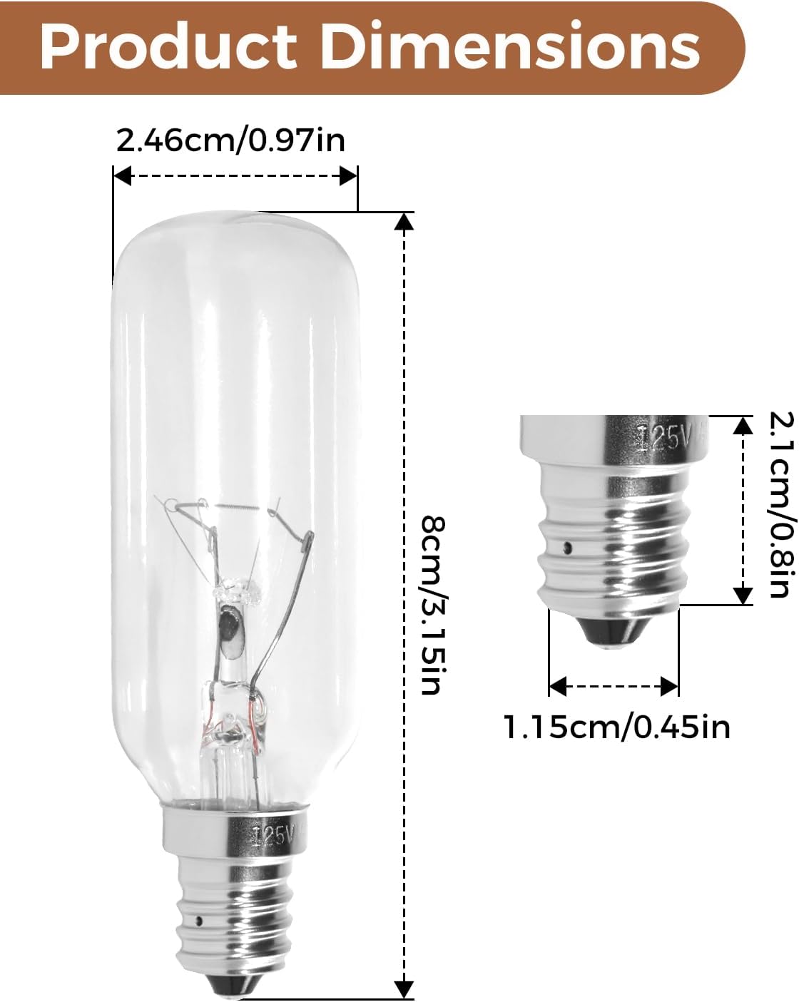 6 Pzas Bombilla E12 para Extractor Broan PM250-A/B