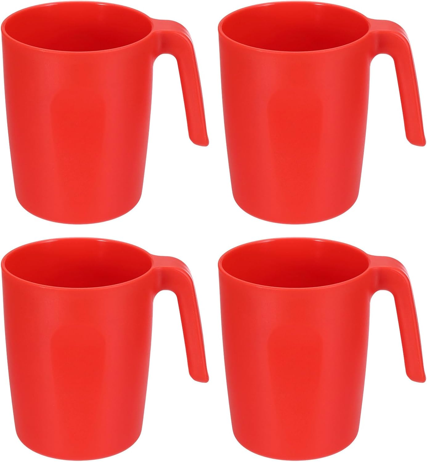 Juego de 4 tazas de café de plástico rojo irrompibles reutilizables