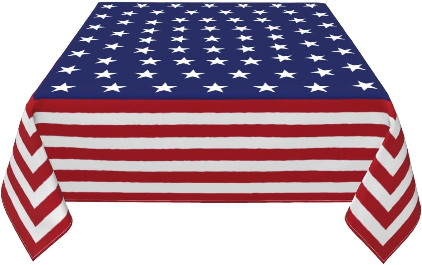 Manteles cuadrados patrióticos 52x52 pulgadas bandera estadounidense para fiestas