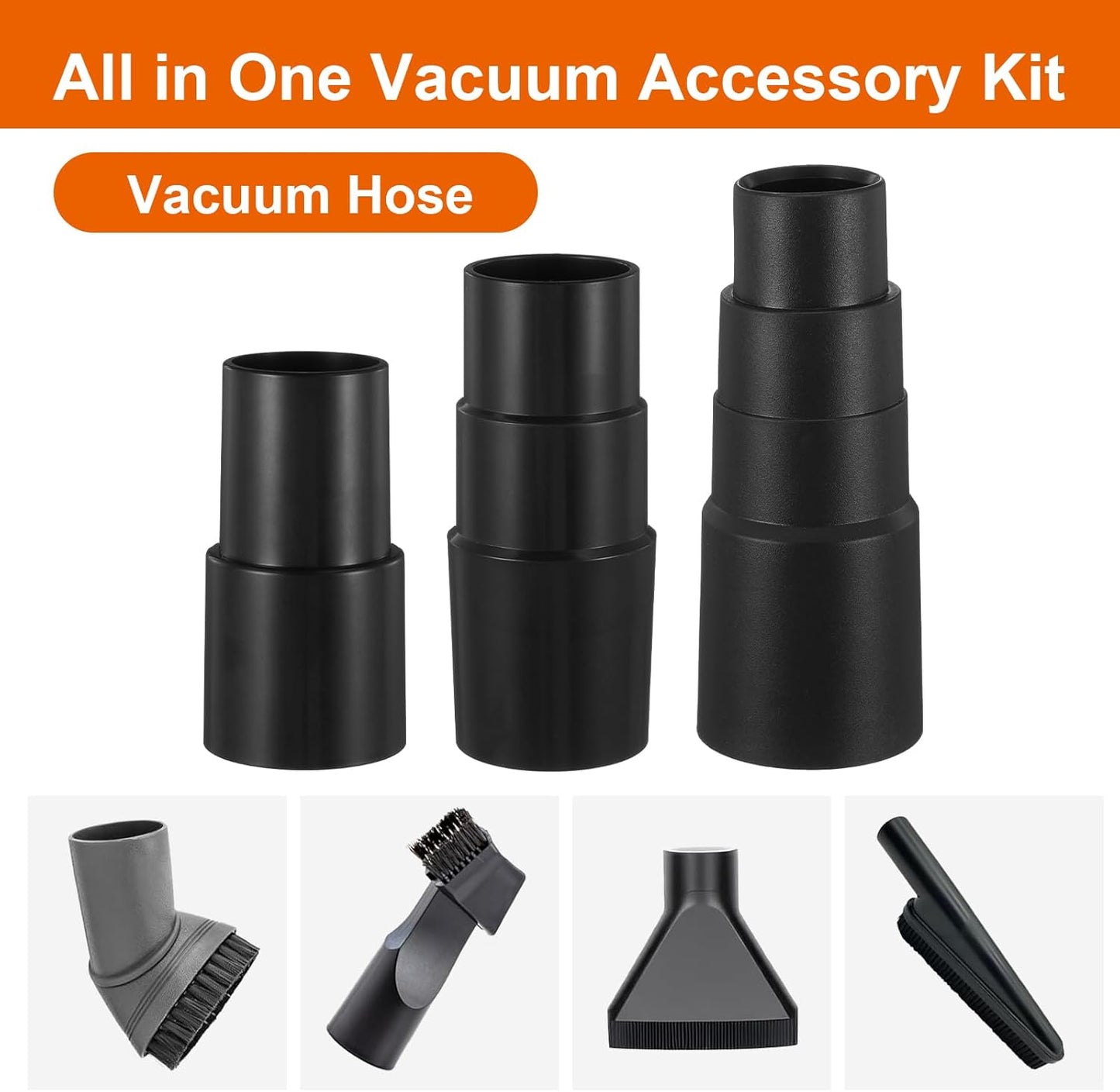 Kit 3 adaptadores manguera vacío 1-1/2" a 1-5/8" para aspiradora