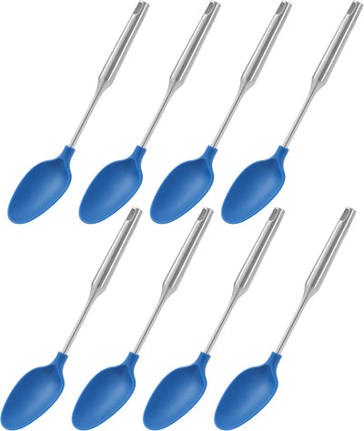 8 Pzas Cucharas Cocina Silicón con Mango Acero Inox