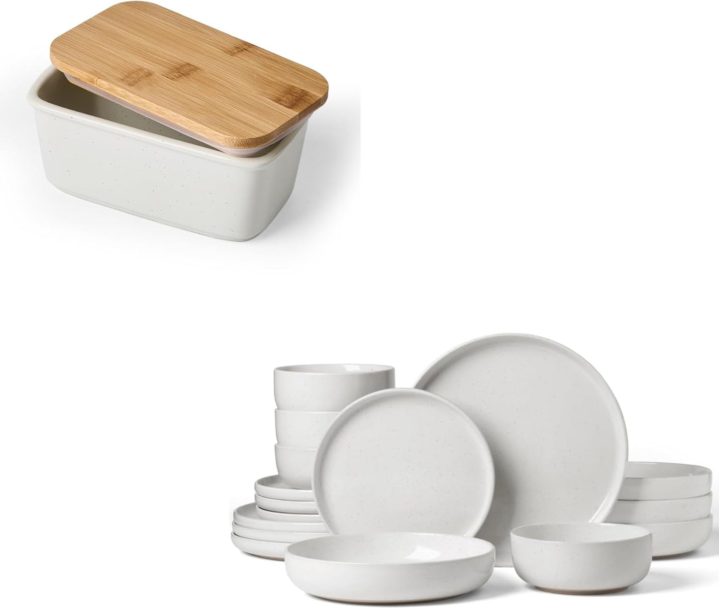 Plato mantequilla con tapa set 16 pzas blanco