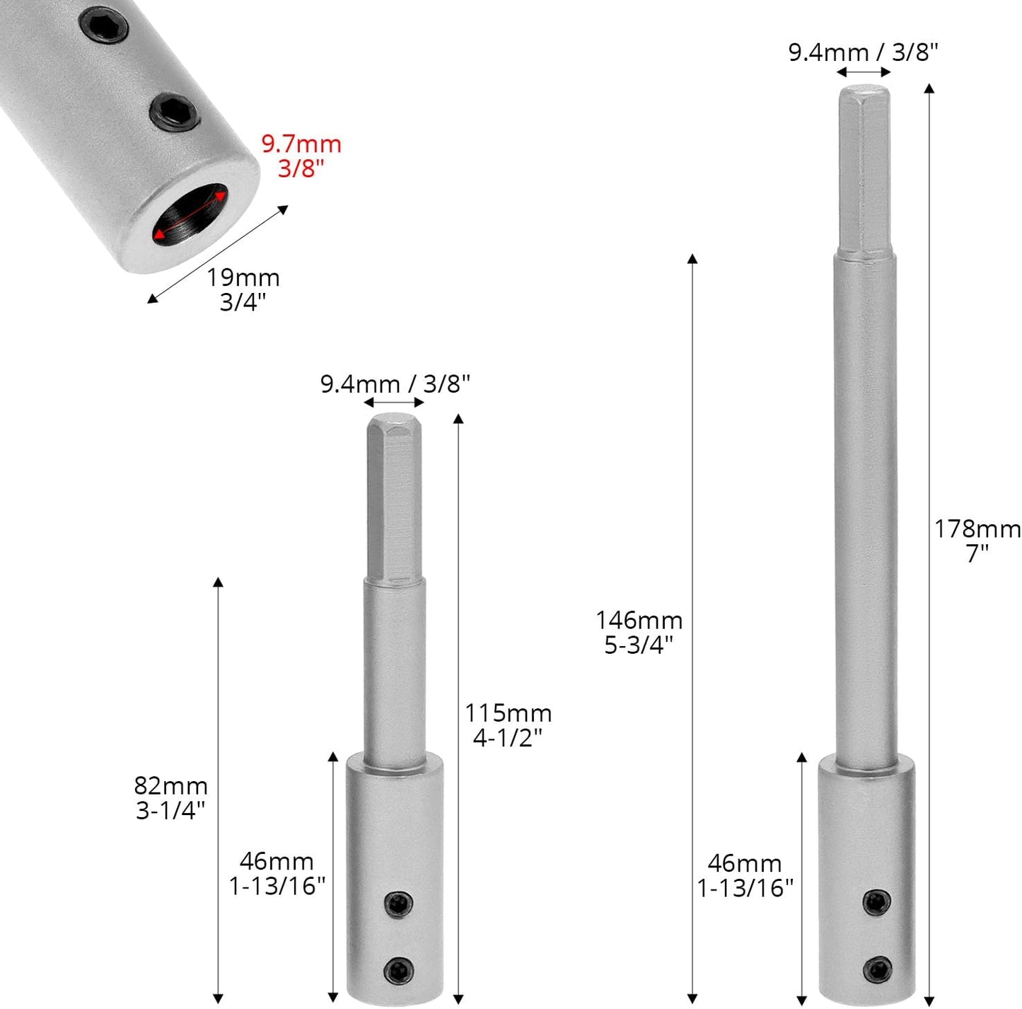 2 Brocas Forstner Extra Largas 4.5y7pulg Comp Eje 3/8