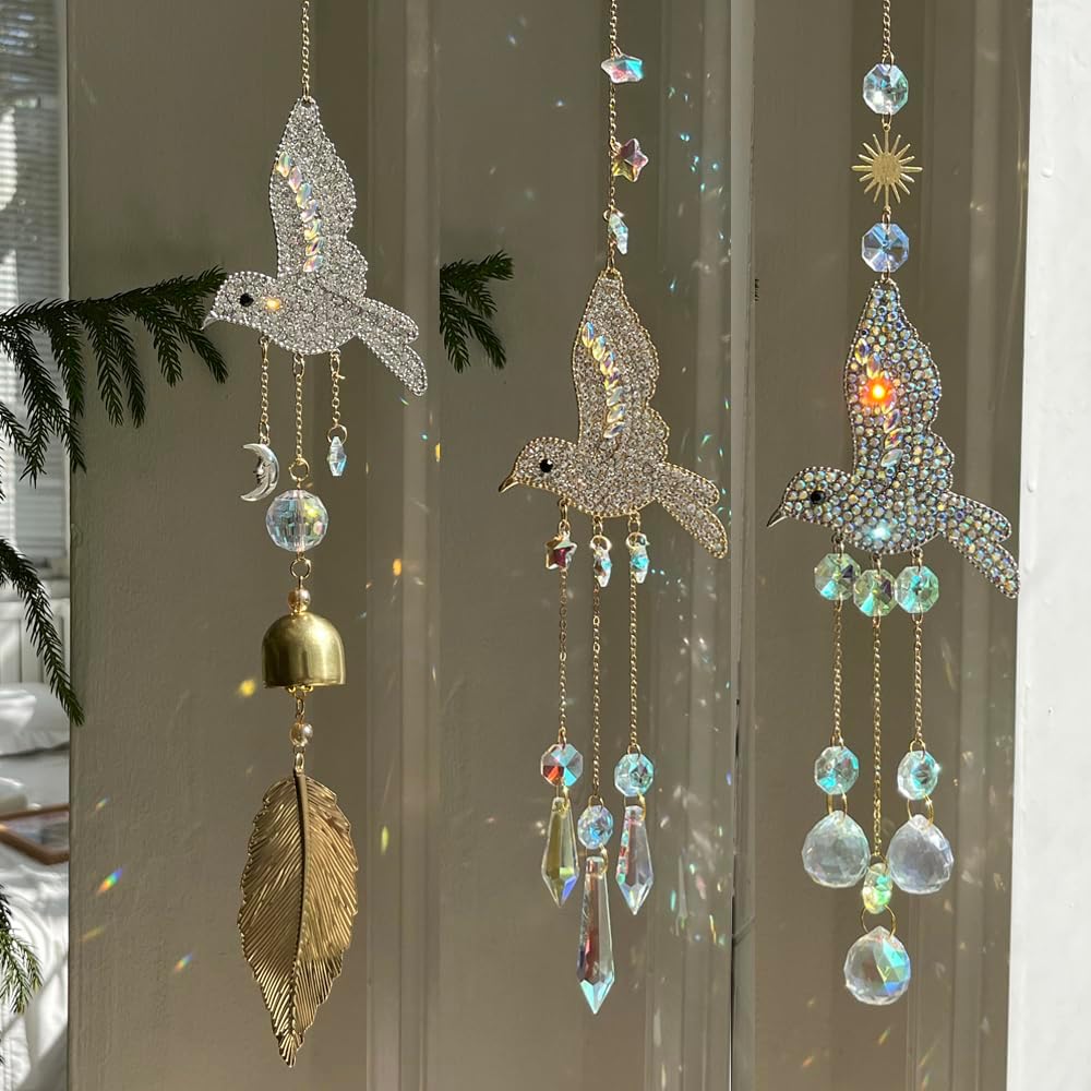 Atrapasoles de cristal para ventana decoración colibrí