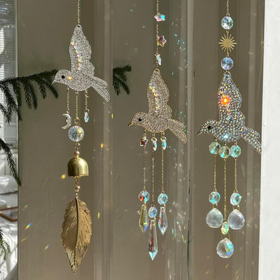 Atrapasoles de cristal para ventana decoración colibrí