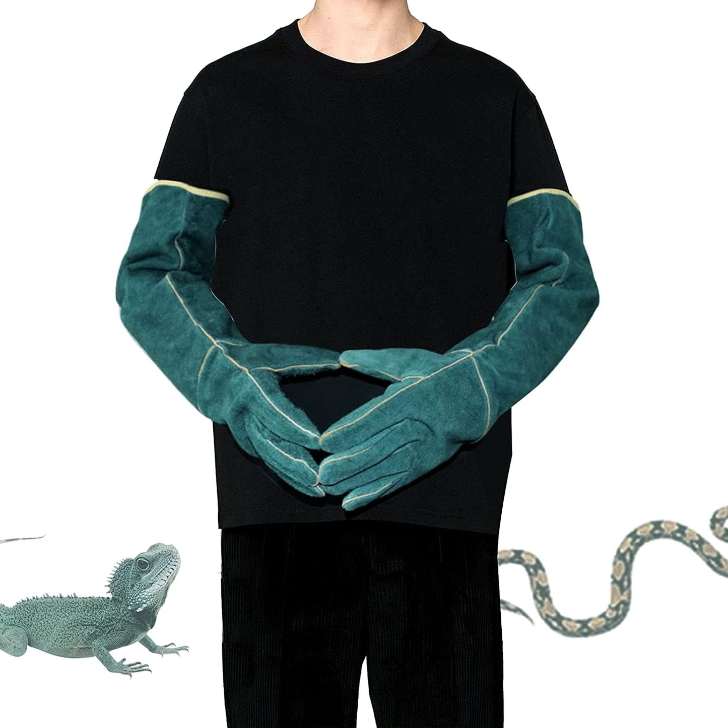 Guantes control animales 23pulg resistentes mordeduras piel vaca