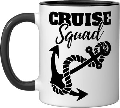 Taza cerámica Cruise Squad para familia y amigos negra/blanca
