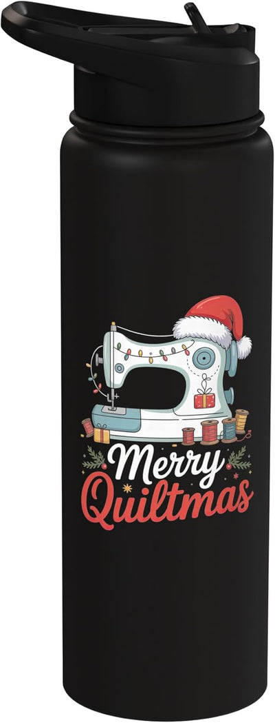 Botella de agua acero inoxidable aislada navideña con imagen de Santa