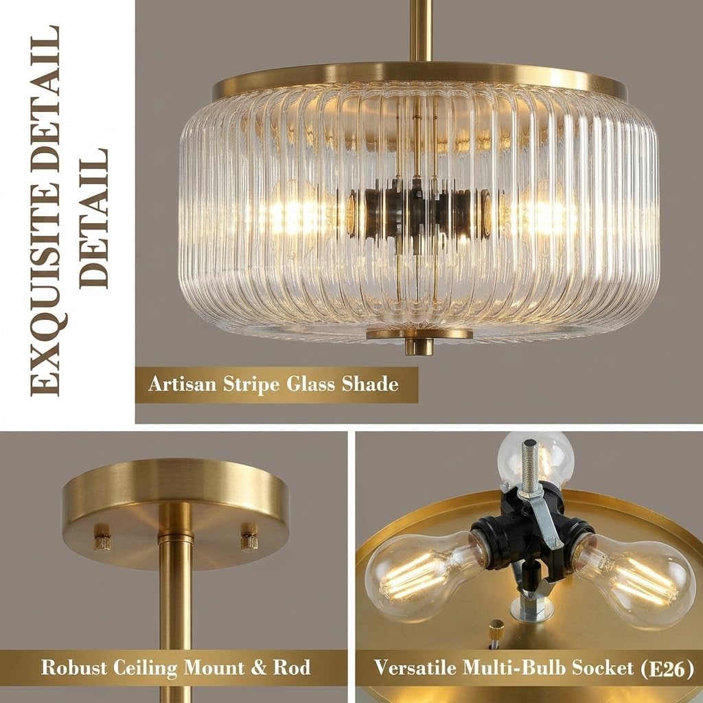 Lámpara techo 3 luces 11.8pulg moderna