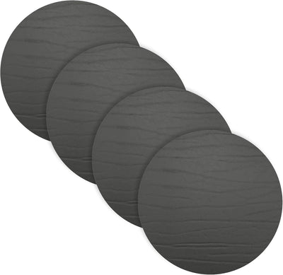 Mantel Piel Redondo Juego 4 Negro 13pulg