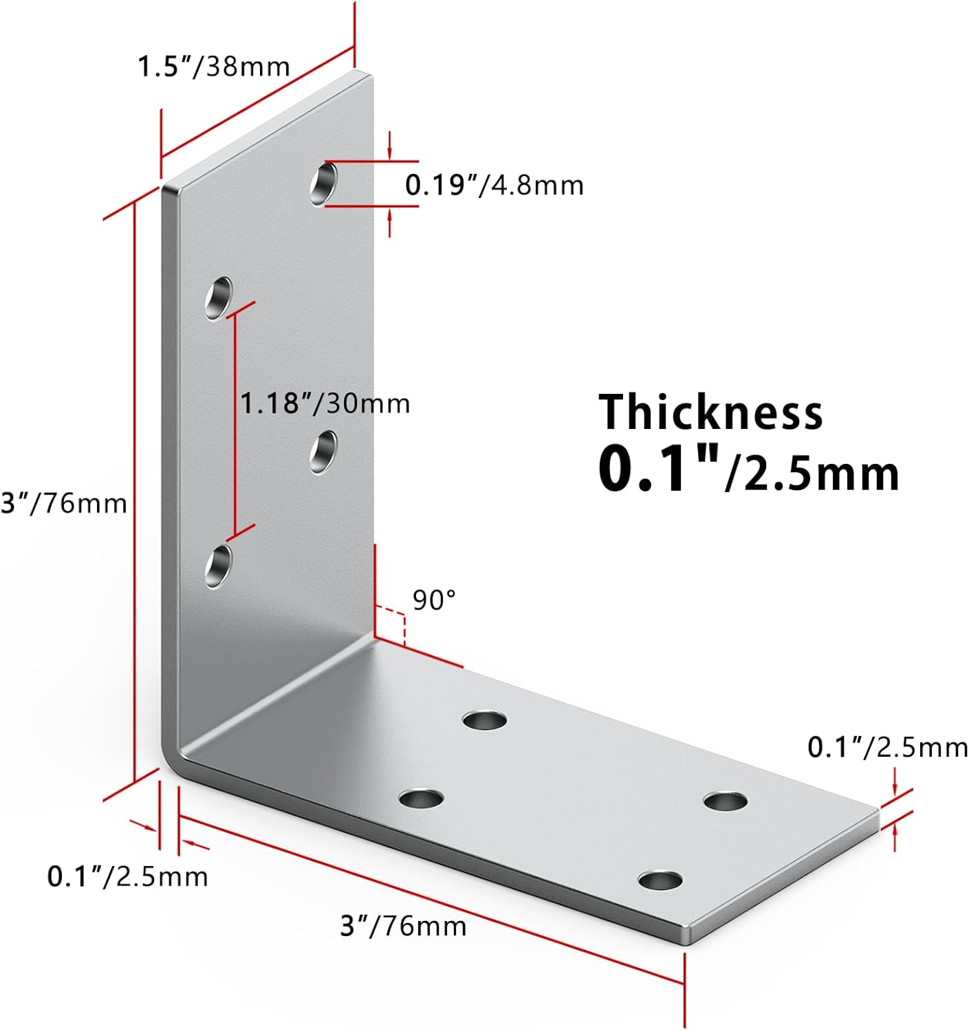 8 Soportes L Galvanizados 3x3pulg para Muebles