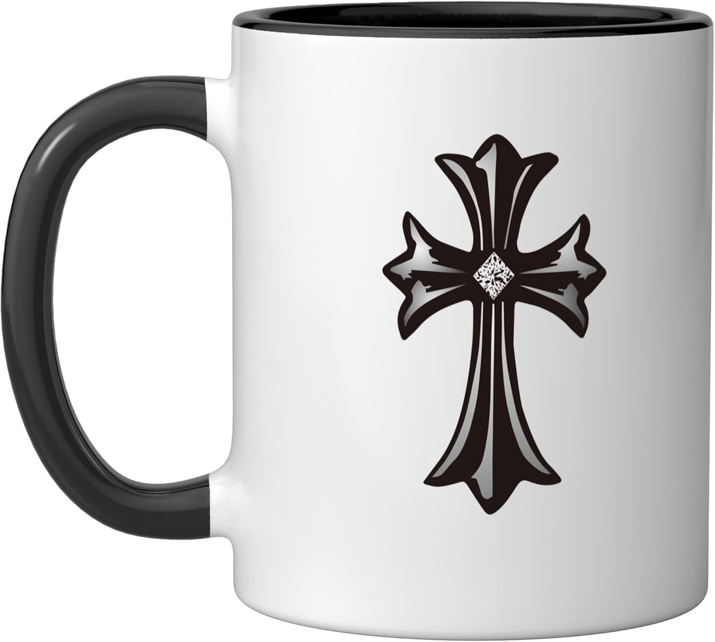 Taza Cerámica Rhombus Diamantes Plata Negro/Blanco