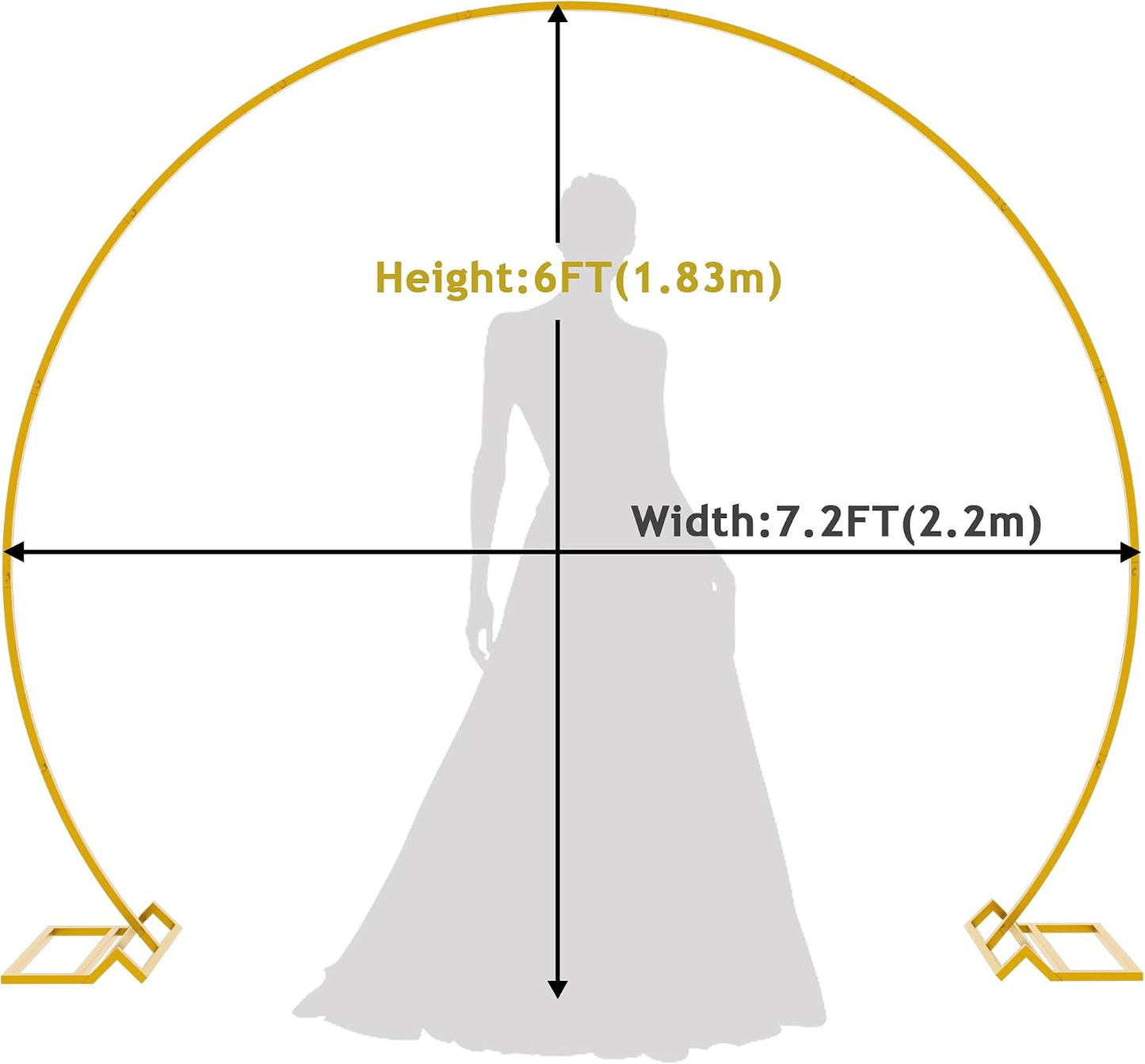 Arco Boda Dorado 7.2ft Marco Circular Metal para Globos Florales