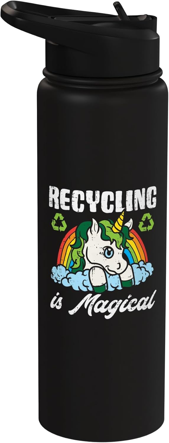 Botella de agua acero inoxidable aislada unicornio día de la tierra