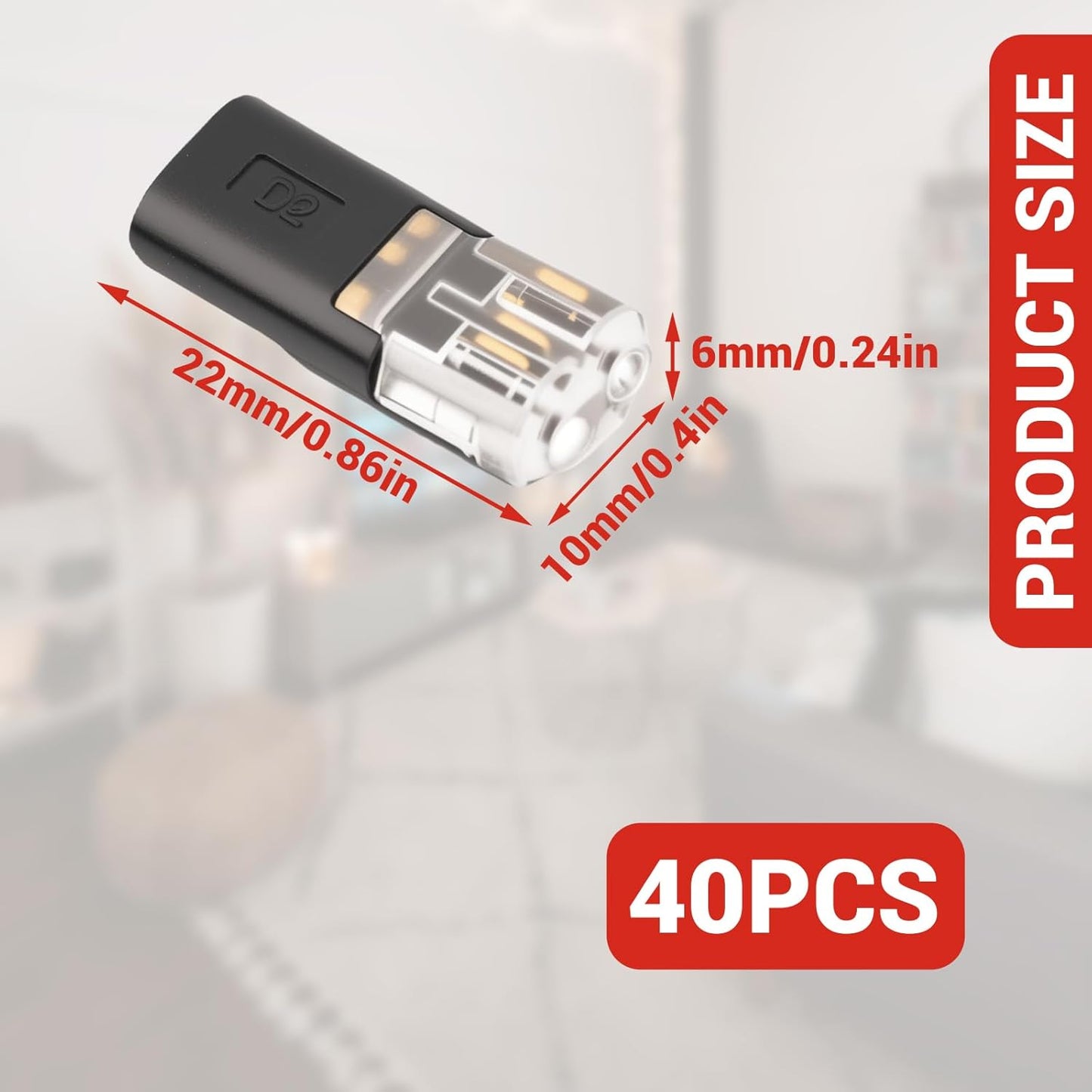 40 Pzas Conector Doble Bajo Voltaje 2 Pines