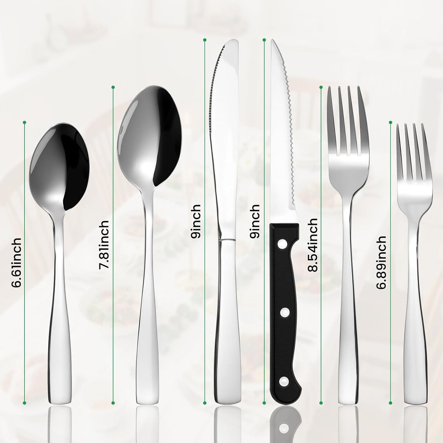 Set 6 Pzas Cubiertos Acero Inox Grado Alimenticio para Hogar
