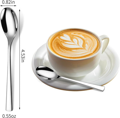 Cucharas pequeñas de acero inoxidable 18/10 para postre y café, 6 piezas