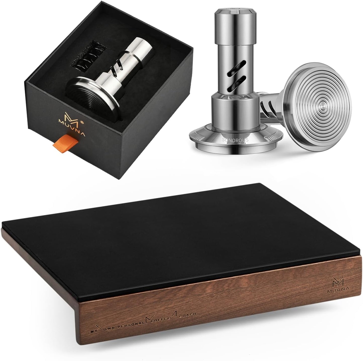Mesa de tamizado nuez con tamper 58mm retroalimentación sonora