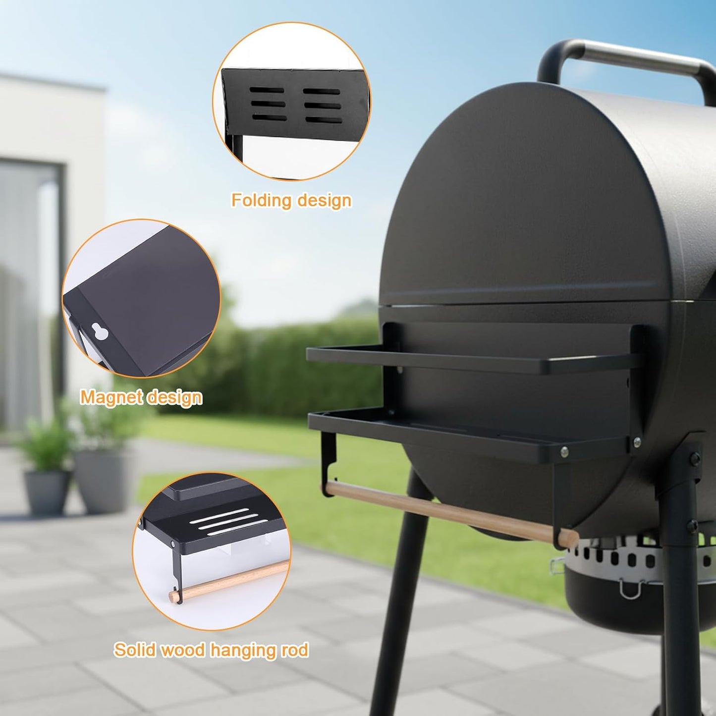 Contenedor magnético plegable para parrilla pellets con organizador