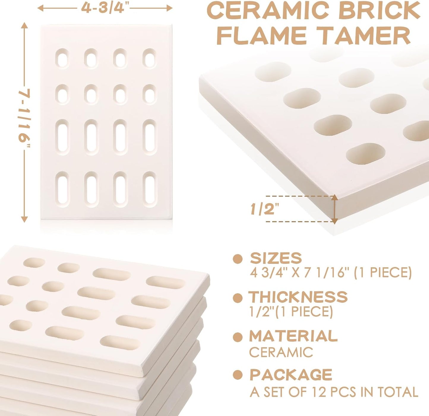 3 Pzas Briquetas Cerámica para BBQ Gas