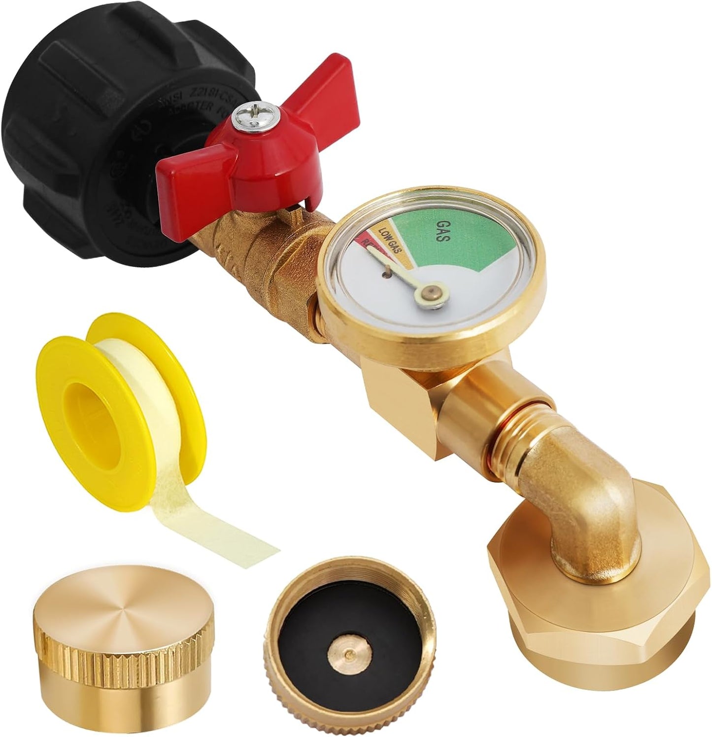 Adaptador propano 20lb a 1lb con válvula y medidor para parrilla