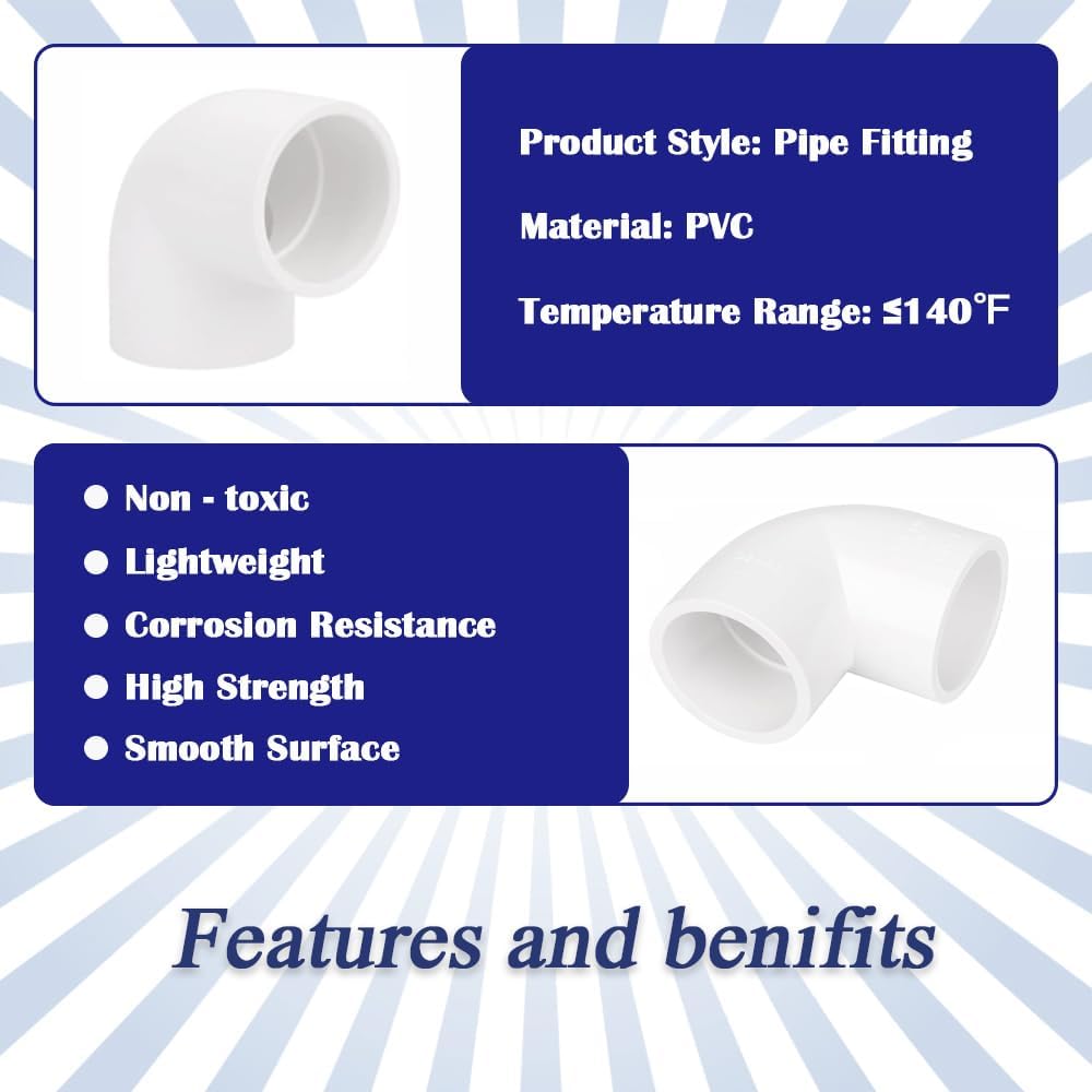 5 Pzas Codo PVC 1pulg 90grados Conector Tubo 2 Vias