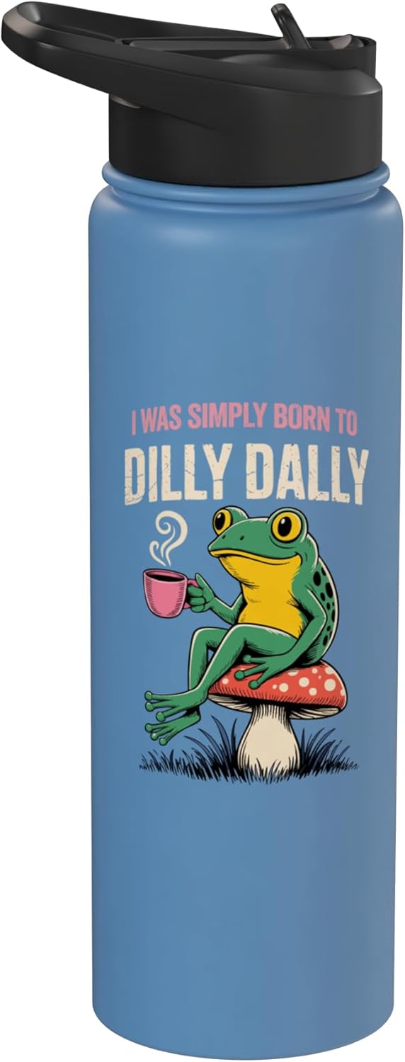 Botella agua acero inox aislada diseño ranas retro
