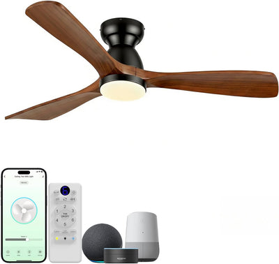Ventilador techo 52pulg madera perfil bajo motor CC