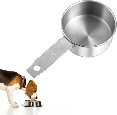 Cuchara medidora de media taza acero inoxidable para perros y gatos
