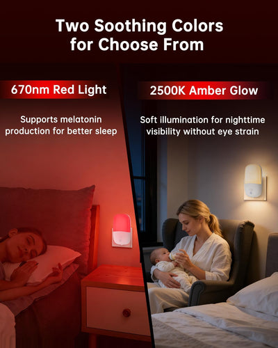 Luz Nocturna Roja 670nm con Sensor Amanecer 2500K