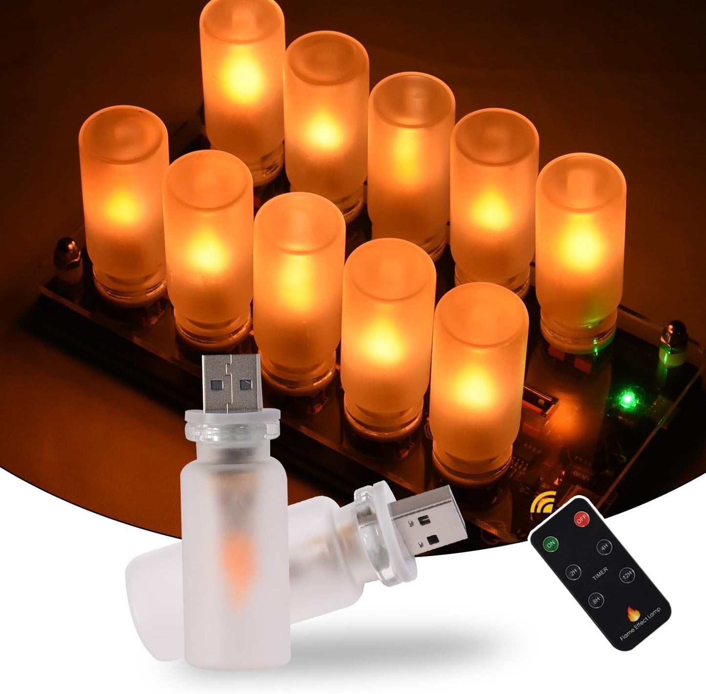 Lámpara efecto llama USB portátil con control remoto paquete 2