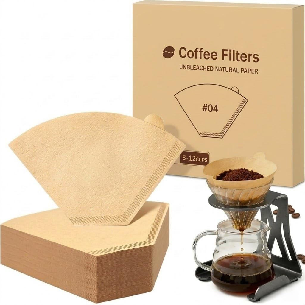 100 Filtros Café Cono #4 Papel Natural Comp 8-12 Tazas