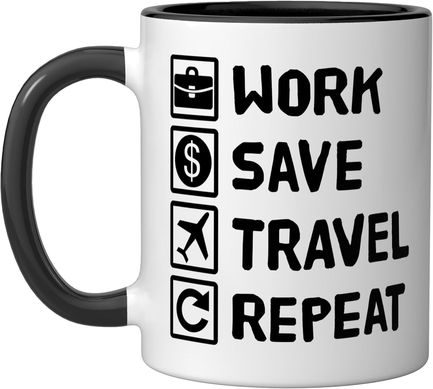 Taza cerámica para viajero negro/blanco
