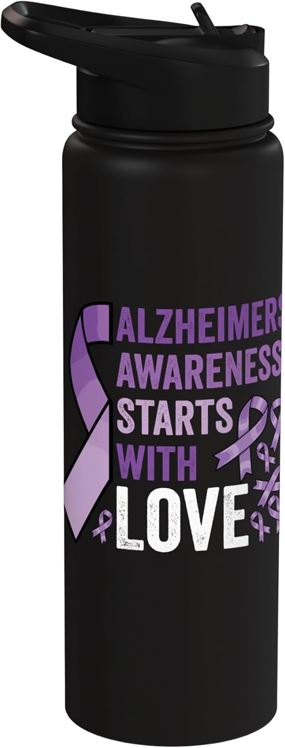 Botella agua acero inox aislada para mujer con Alzheimer