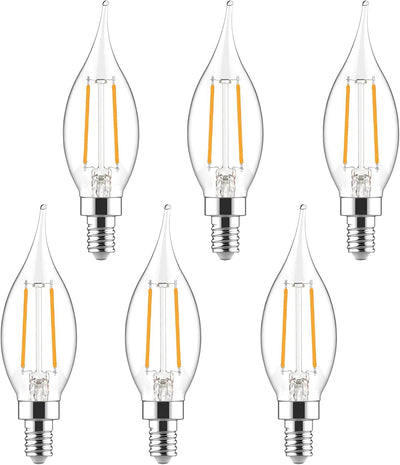 Bombilla E12 LED regulable 2700K blanco suave forma vela pack 6