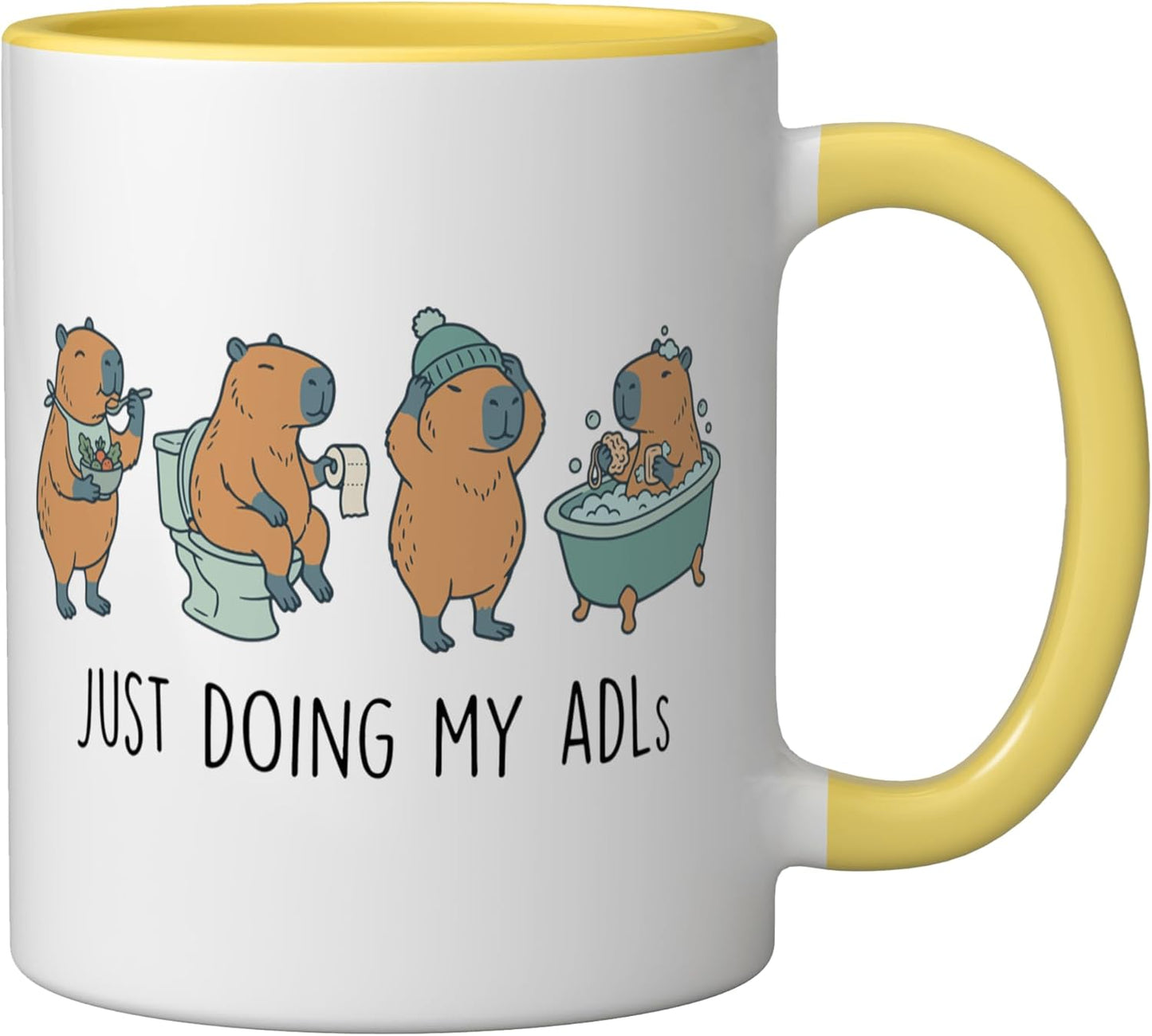 Taza Cerámica para Actividades Diarias Amarillo/Blanco