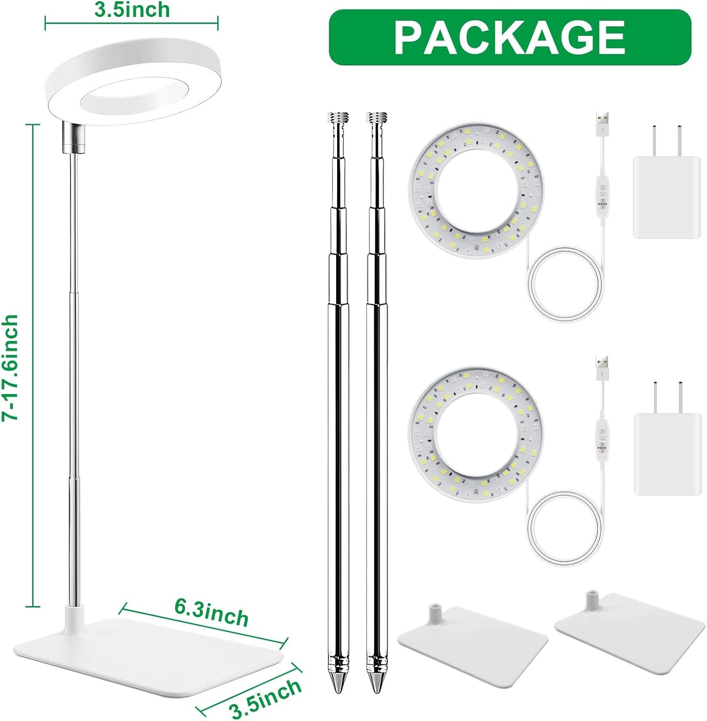 Lámpara anillo LED cultivo plantas 7-17.6pulg