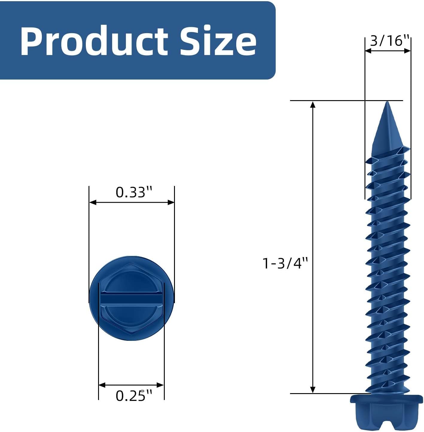 Kit anclaje hormigón cabeza hexagonal azul 3/16x1-3/4 50uds