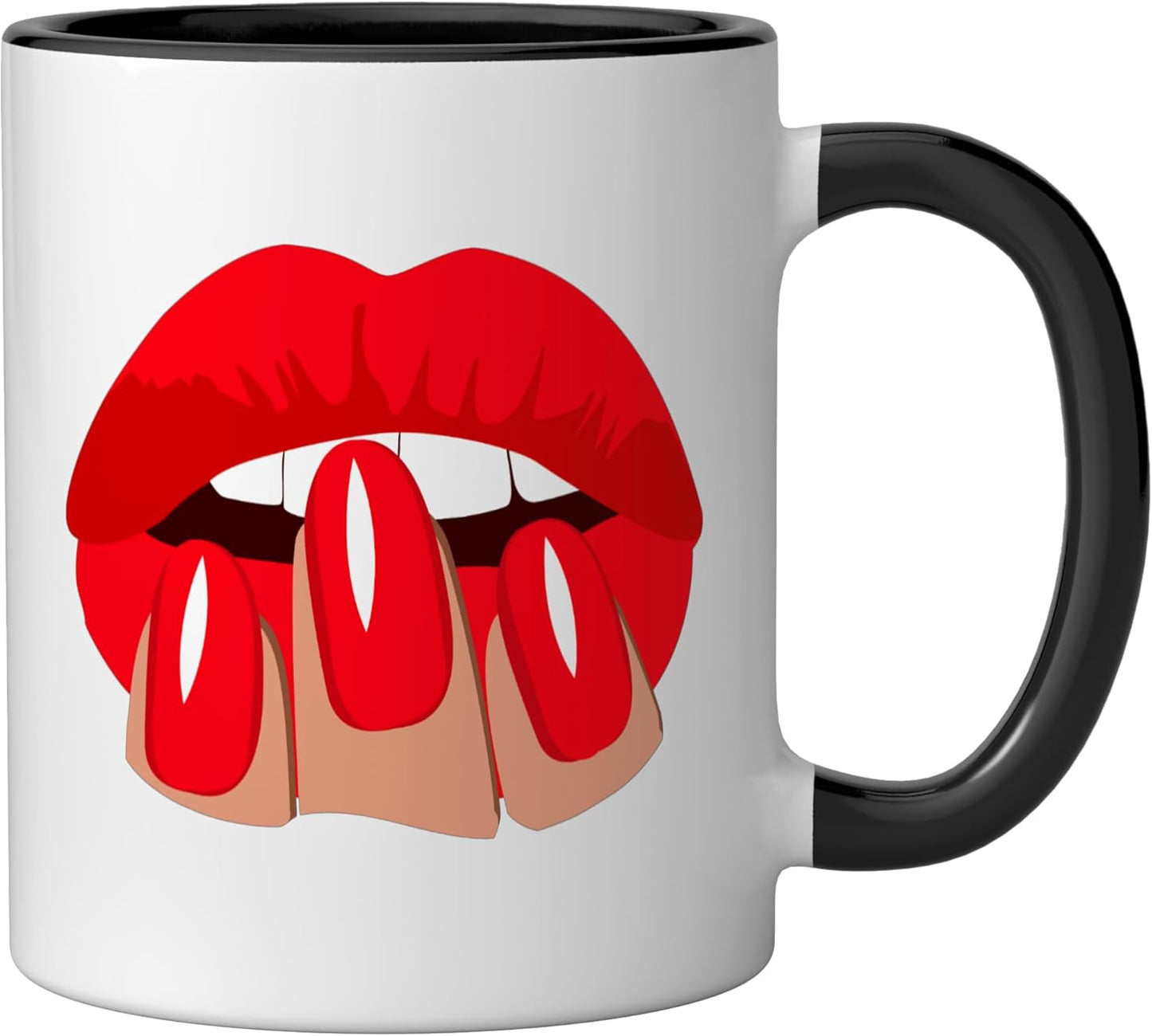 Mug cerámico para manicura y uñas negro/blanco