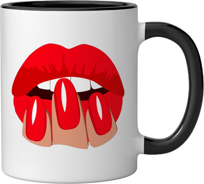 Mug cerámico para manicura y uñas negro/blanco