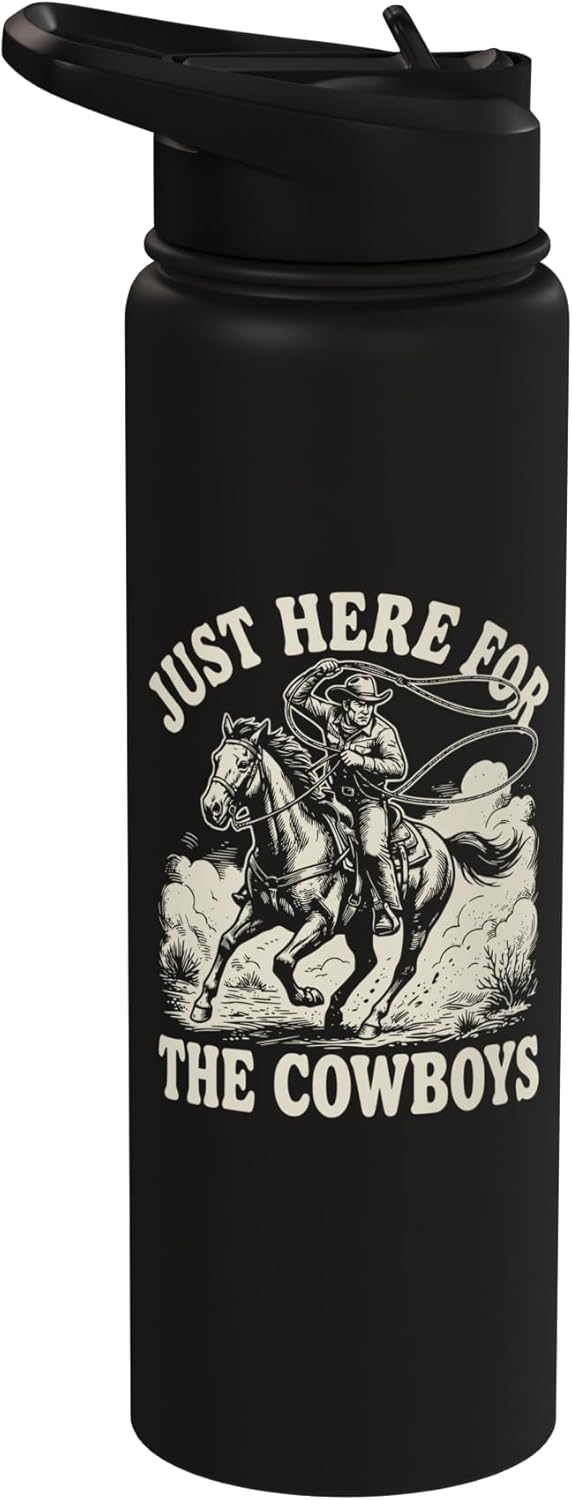 Botella de agua acero inoxidable aislada para festival de vaqueros
